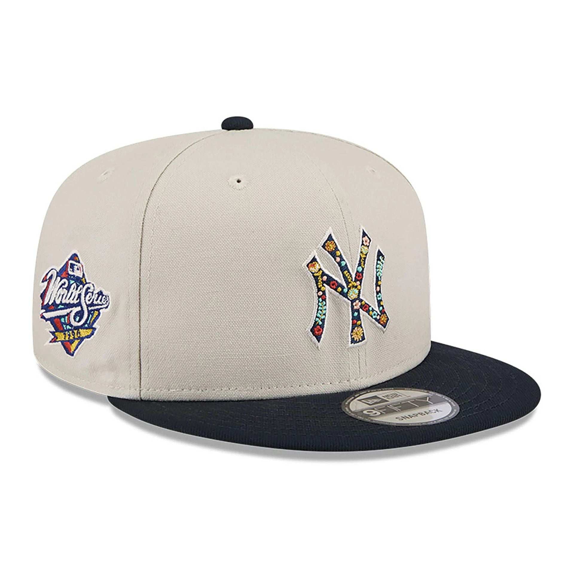 This is a New York Yankees Floral Fill Light Beige 9FIFTY Snapback Cap 1