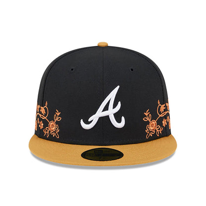 This is a Atlanta Braves Floral Vine Black 59FIFTY Fitted Cap 3