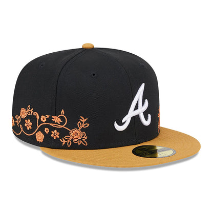 This is a Atlanta Braves Floral Vine Black 59FIFTY Fitted Cap 4