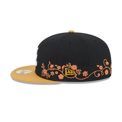 This is a Atlanta Braves Floral Vine Black 59FIFTY Fitted Cap 7