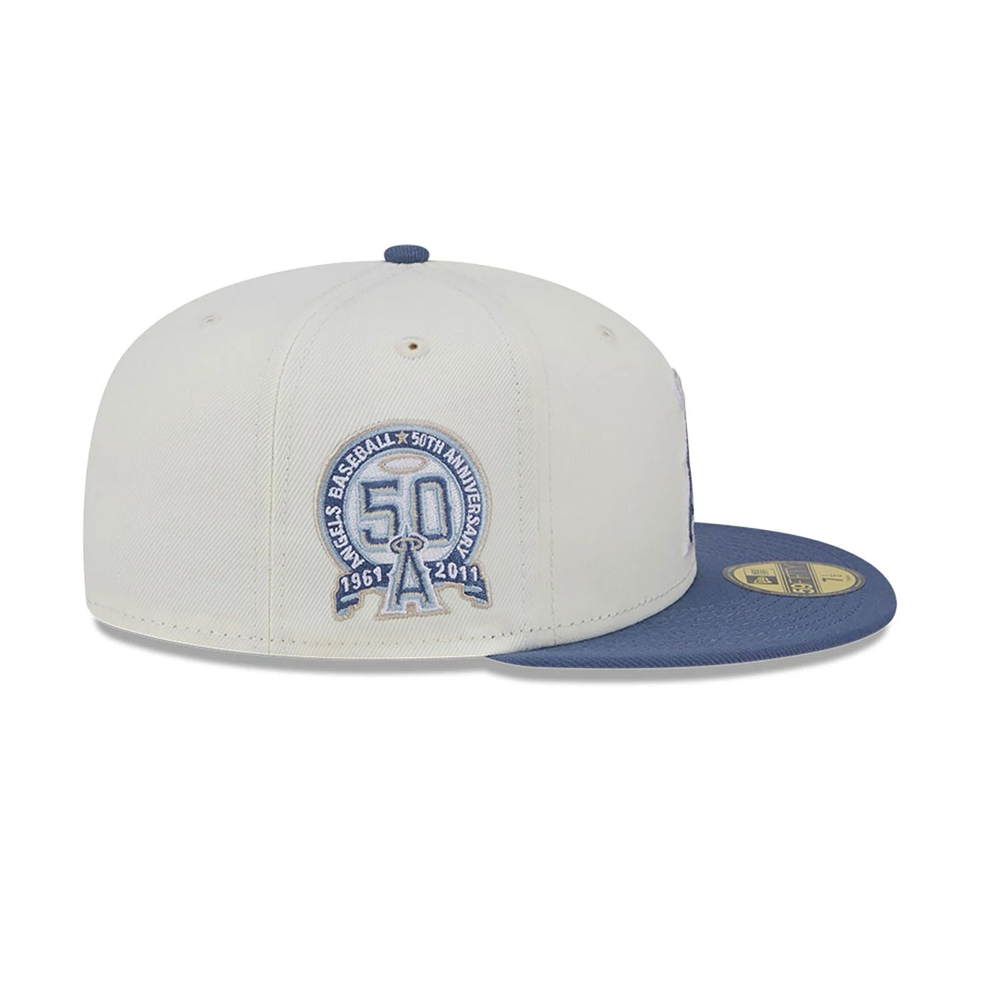 This is a LA Angels Wavy Chainstitch White 59FIFTY Fitted Cap 6