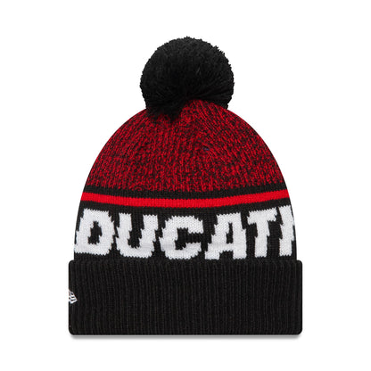 This is a Ducati Motor Logo Sport Black Bobble Knit Beanie Hat 2