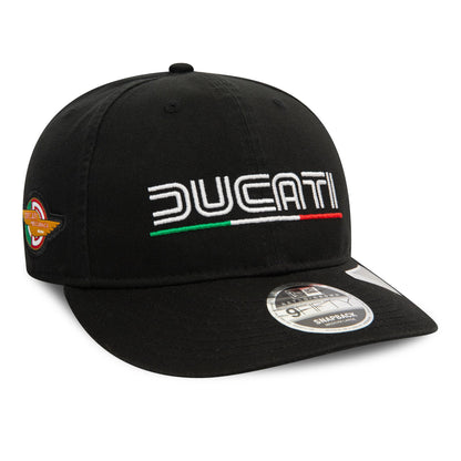 This is a Ducati Motor Logo Wordmark Black 9FIFTY Retro Crown Cap 1