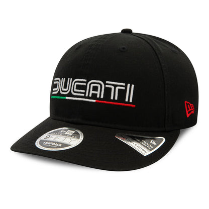 This is a Ducati Motor Logo Wordmark Black 9FIFTY Retro Crown Cap 2