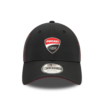 This is a Ducati Motor Logo Crinkle All Over Print Black 9FORTY Adjustable Cap 3