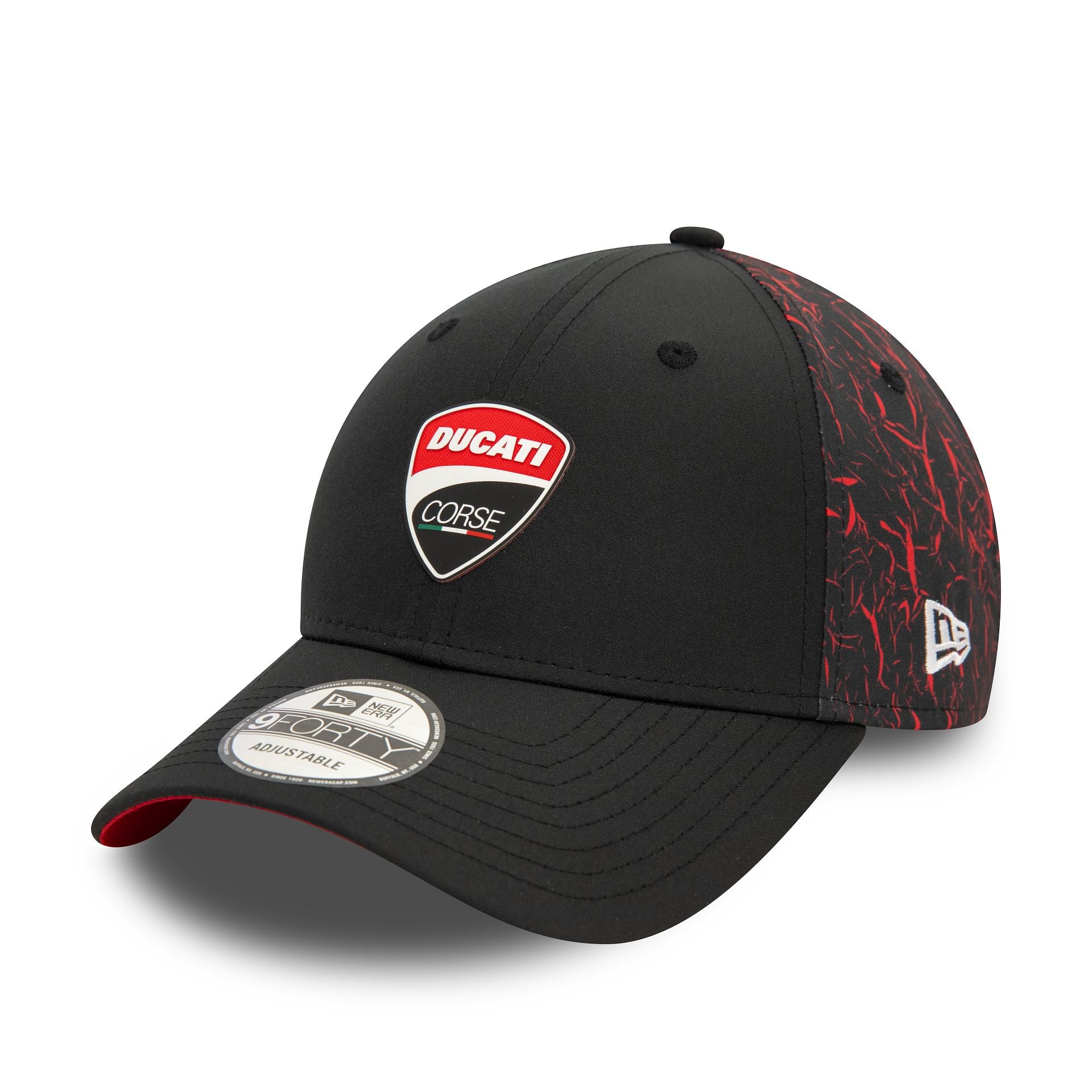 This is a Ducati Motor Logo Crinkle All Over Print Black 9FORTY Adjustable Cap 5