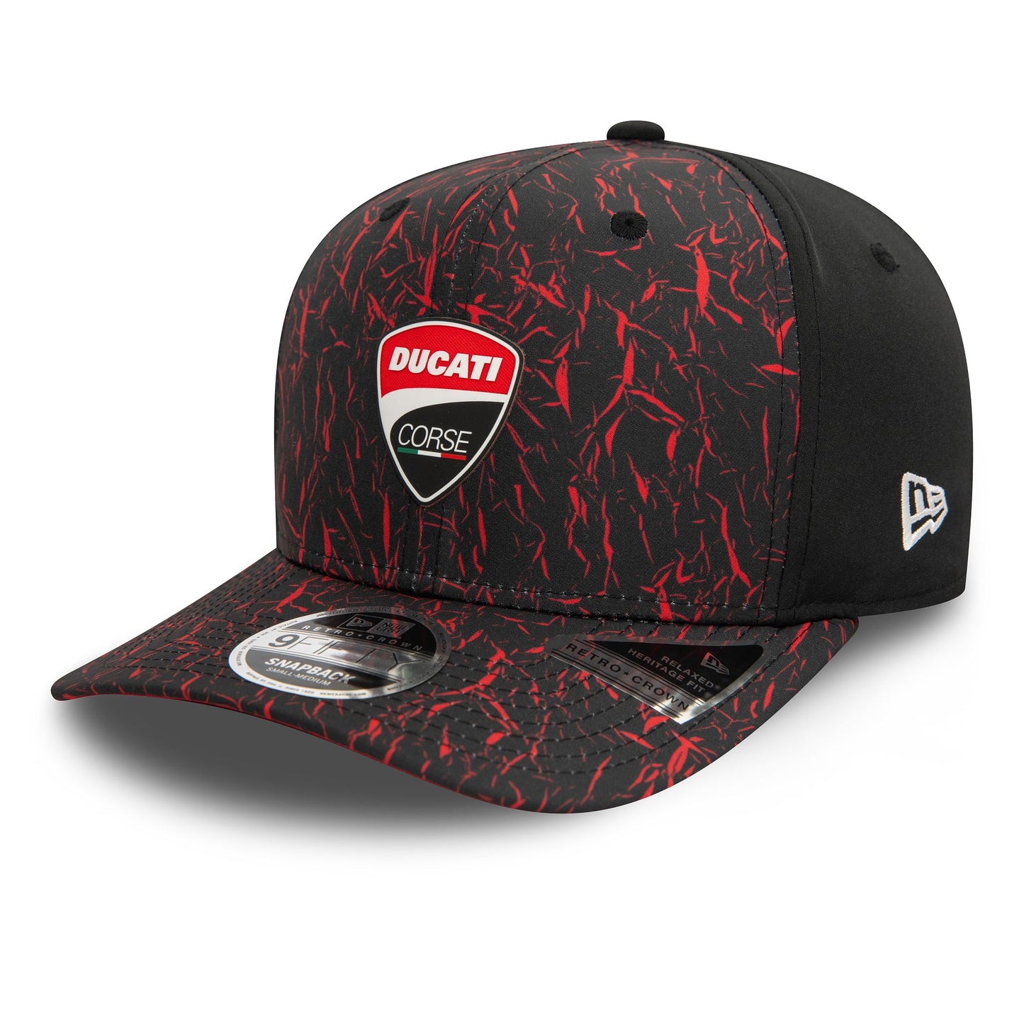 This is a Ducati Motor Logo Crinkle All Over Print Black 9FIFTY Original Fit Cap 5