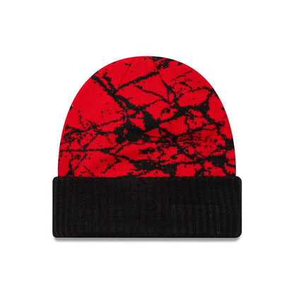 This is a Aprilia Crackle Red Cuff Knit Beanie Hat 2