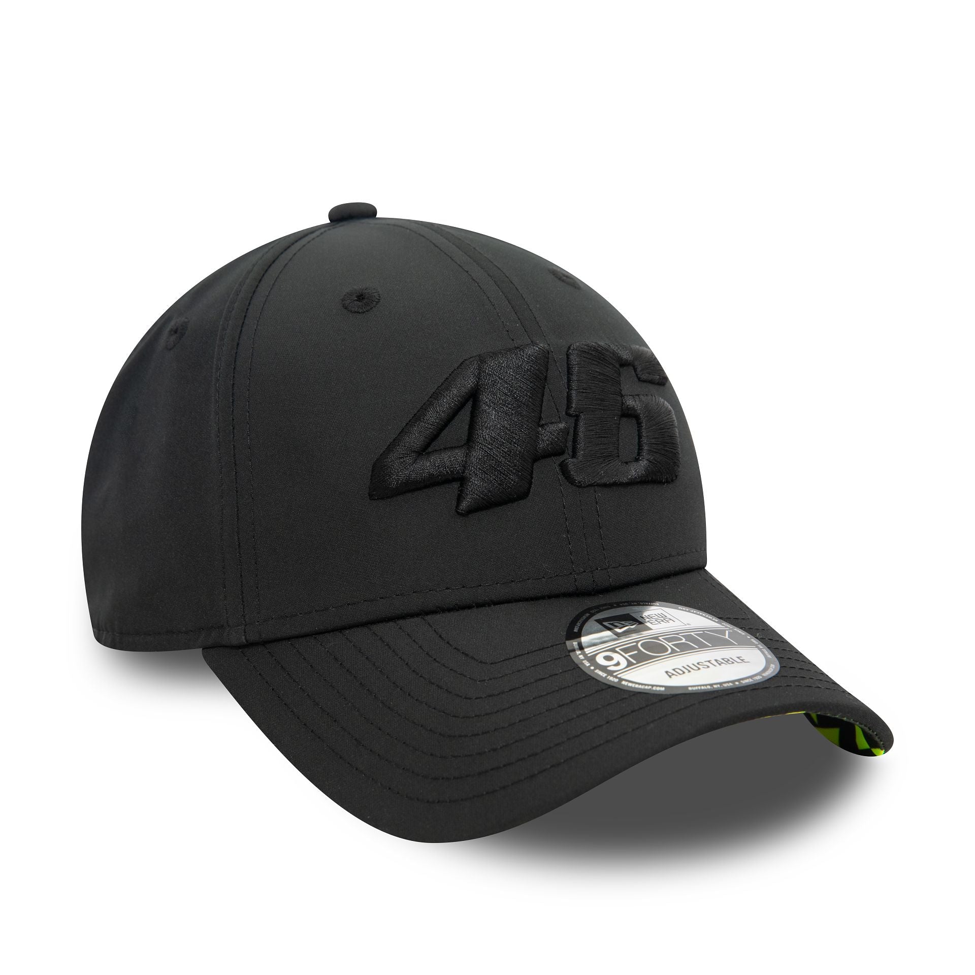 This is a VR46 Geo Undervisor Print Black 9FORTY Adjustable Cap 1