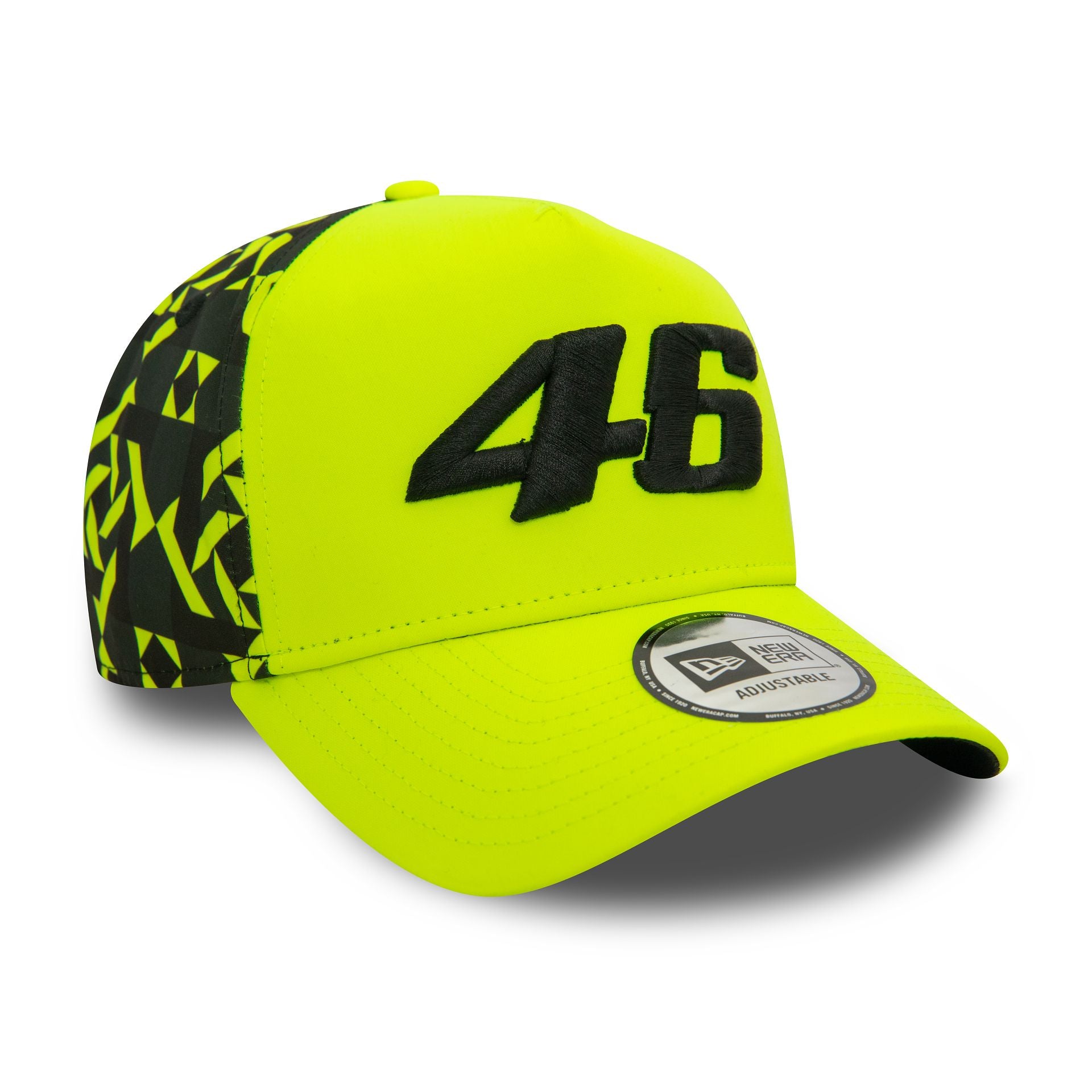 This is a VR46 Geo Print Bright Yellow 9FORTY E-Frame Adjustable Cap 4