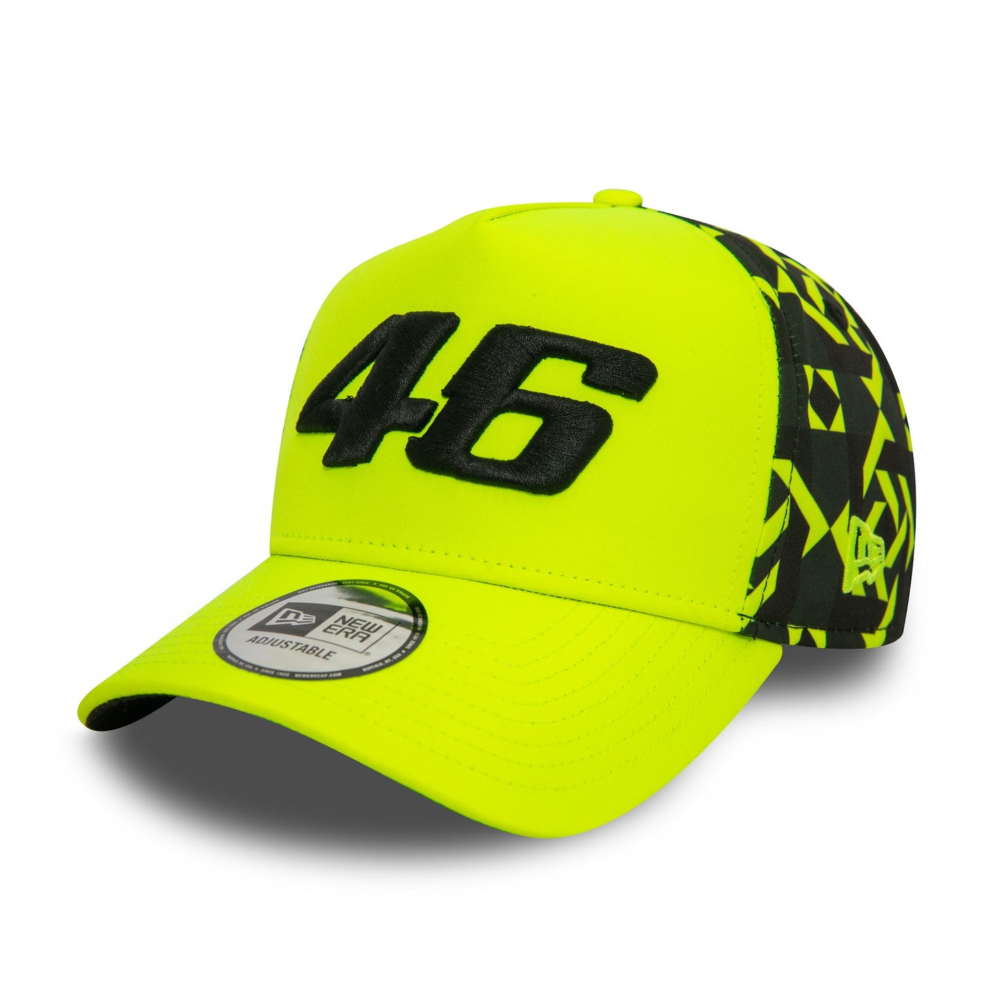 This is a VR46 Geo Print Bright Yellow 9FORTY E-Frame Adjustable Cap 1