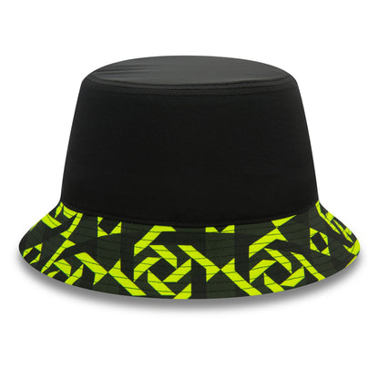 This is a VR46 Geo Print Black Bucket Hat 3