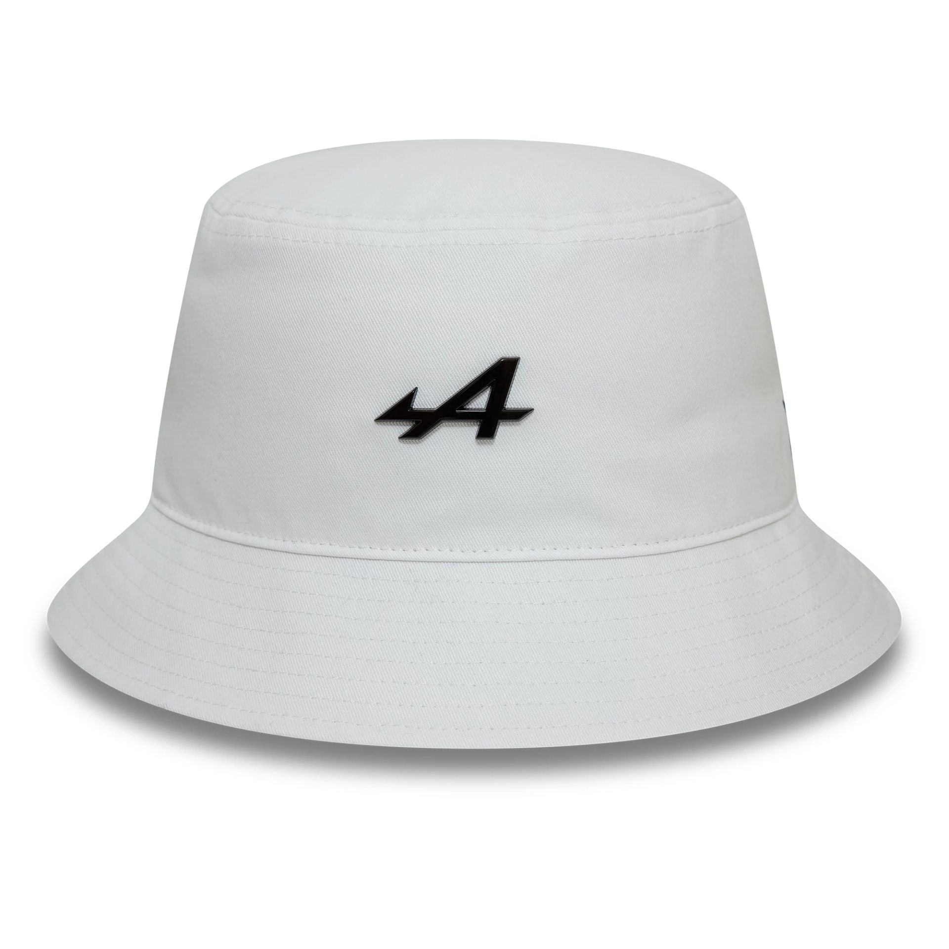 This is a Alpine Racing Metal Badge White Bucket Hat 2