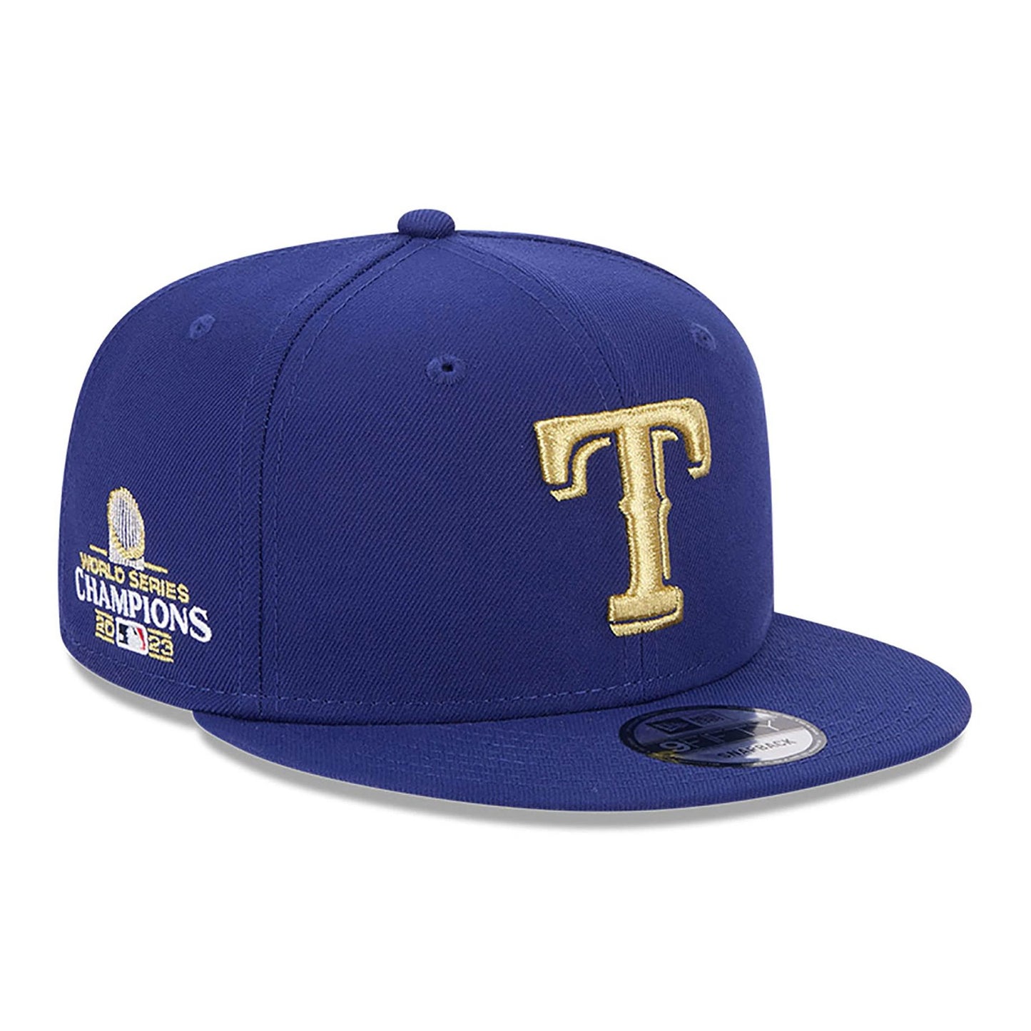 This is a Texas Rangers MLB Gold Dark Blue 9FIFTY Snapback Cap 1