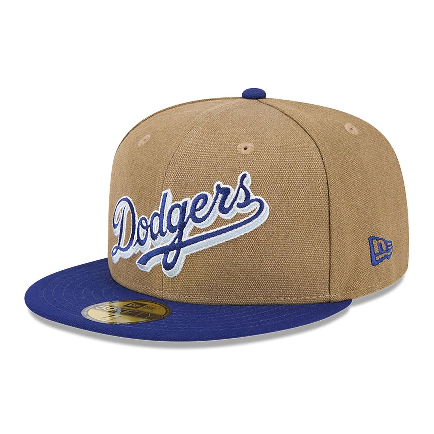 This is a LA Dodgers Canvas Crown Beige 59FIFTY Fitted Cap 4