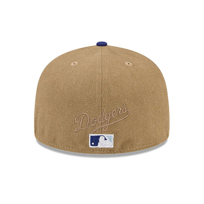 This is a LA Dodgers Canvas Crown Beige 59FIFTY Fitted Cap 5