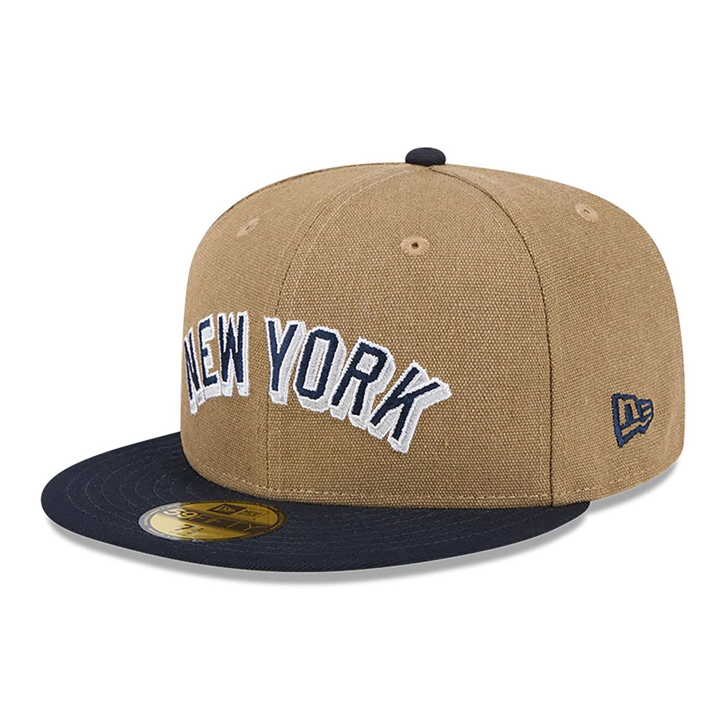 This is a New York Yankees Canvas Crown Beige 59FIFTY Fitted Cap 4