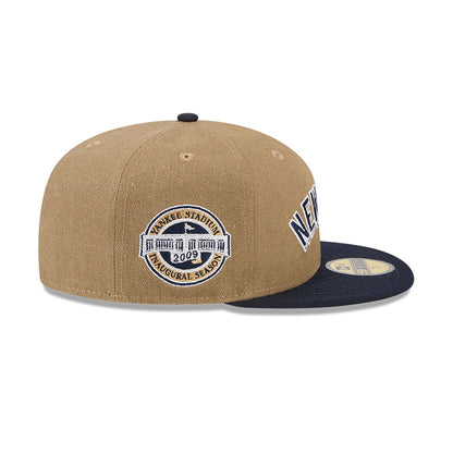 This is a New York Yankees Canvas Crown Beige 59FIFTY Fitted Cap 6