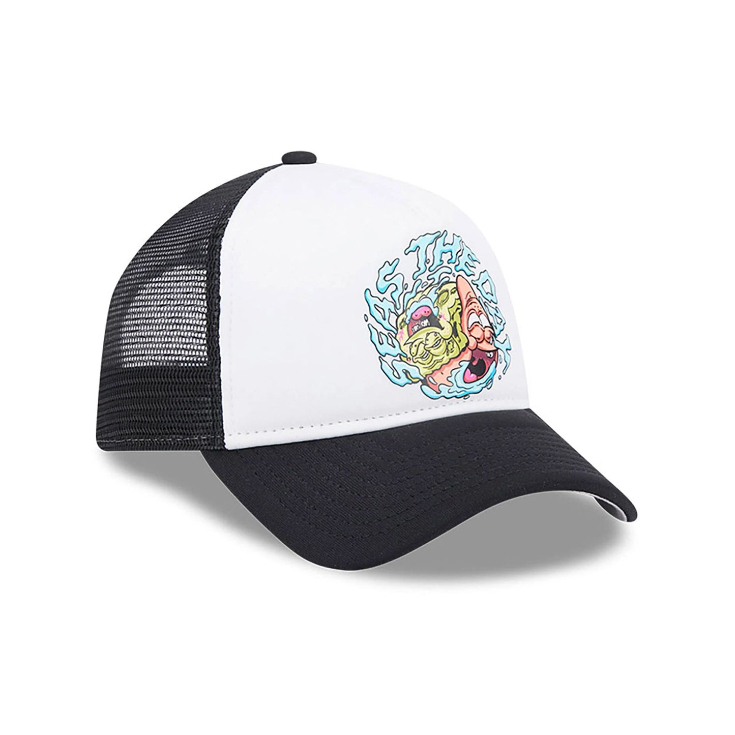 This is a Spongebob Squarepants Seas The Day Black 9FORTY A-Frame Trucker Cap 4