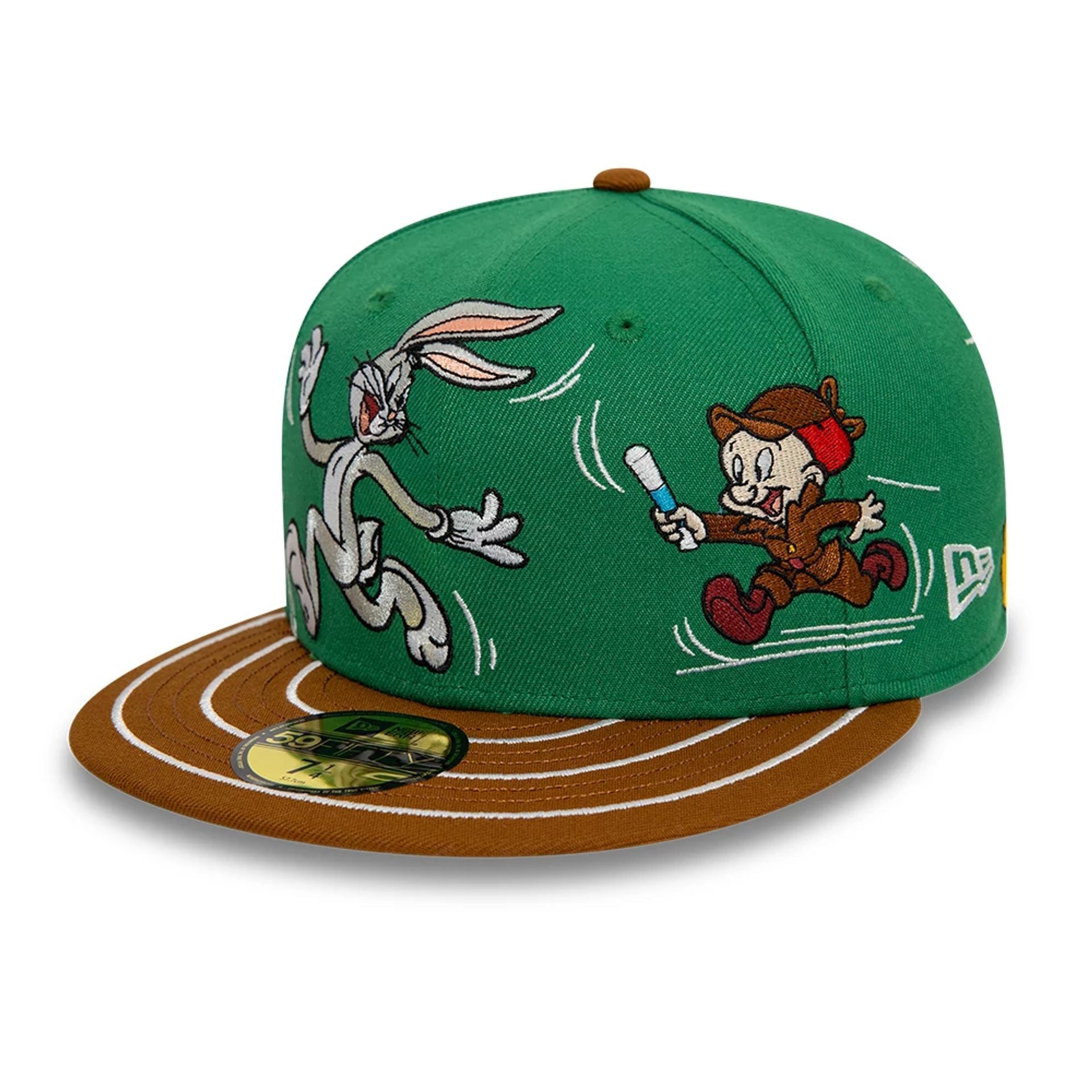 This is a Multi Character Team Looney Tunes Green 59FIFTY Fitted Cap 1