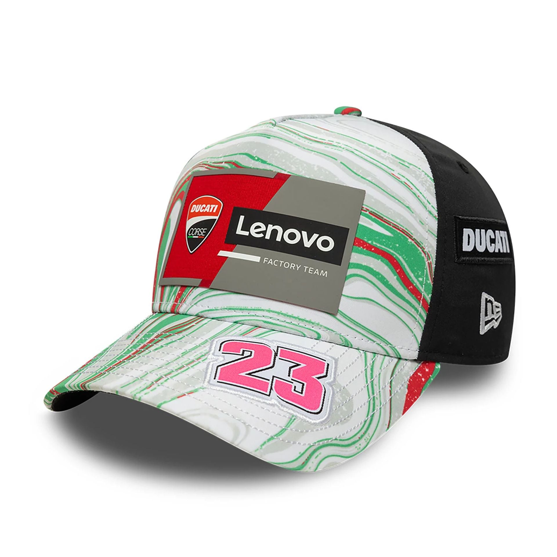 This is a Ducati Enea Bastianini Misano Race Special White 9FORTY A-Frame Adjustable Cap 1