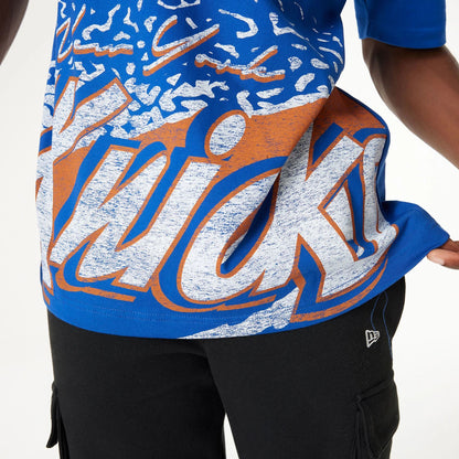 The Male model is wearing New York Knicks Sport Classic Blue T-Shirt 6