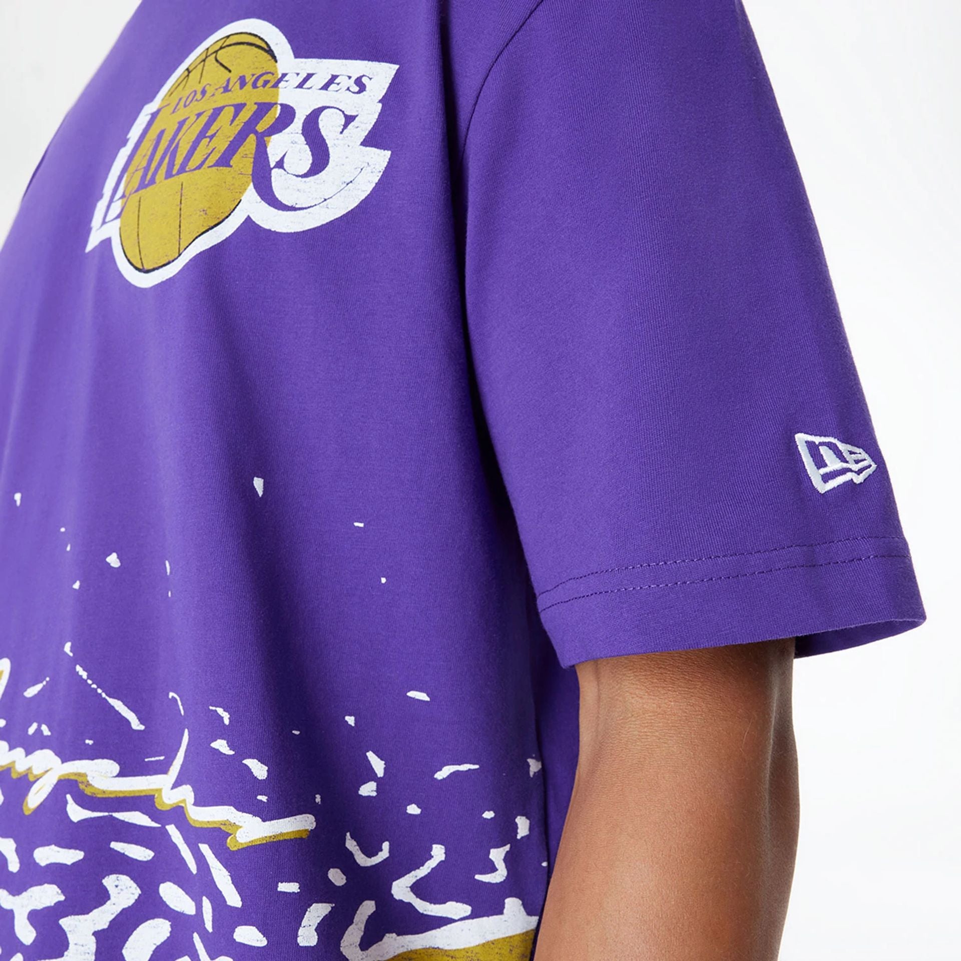 The Male model is wearing LA Lakers Sport Classic Purple T-Shirt 5