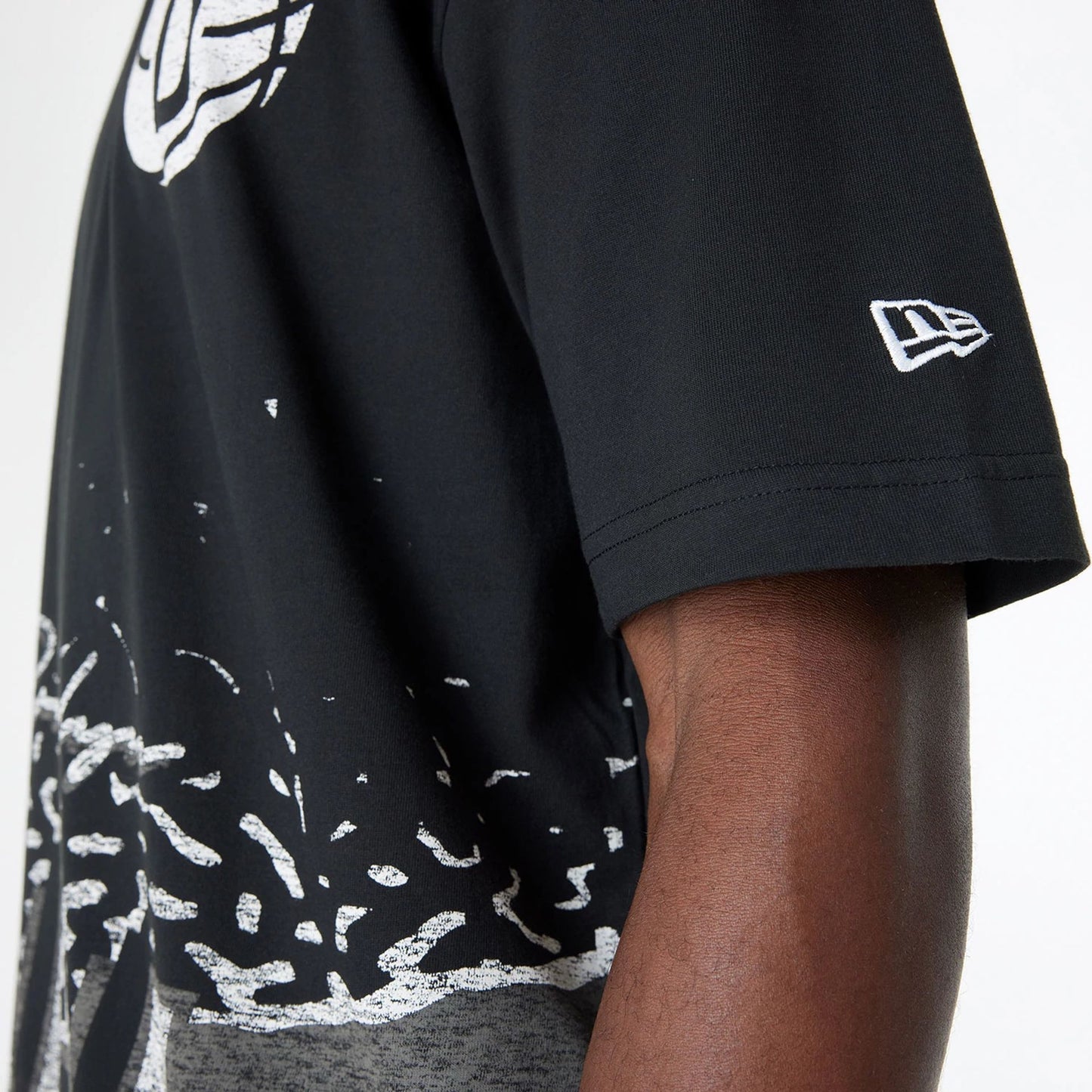 The Male model is wearing Brooklyn Nets Sport Classic Black T-Shirt 4