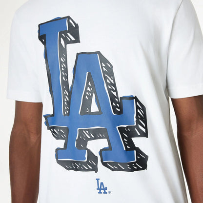 The Male model is wearing LA Dodgers Official Doodles White T-Shirt 5