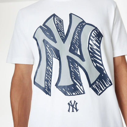 The Male model is wearing New York Yankees Official Doodles White T-Shirt 5