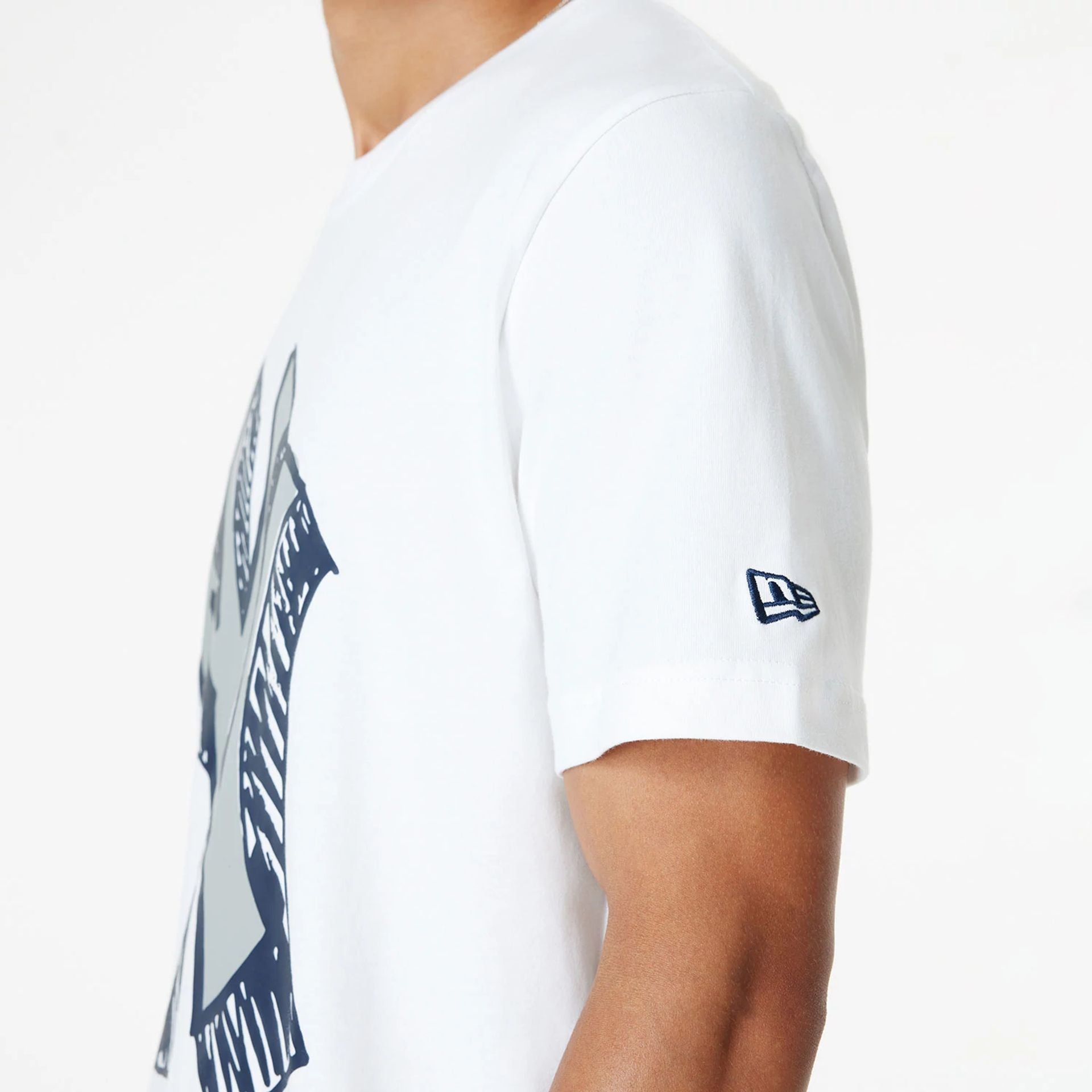 The Male model is wearing New York Yankees Official Doodles White T-Shirt 4