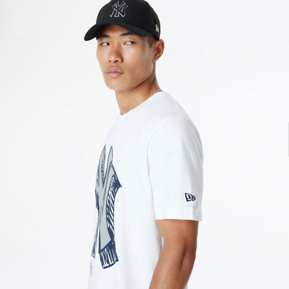 The Male model is wearing New York Yankees Official Doodles White T-Shirt 7