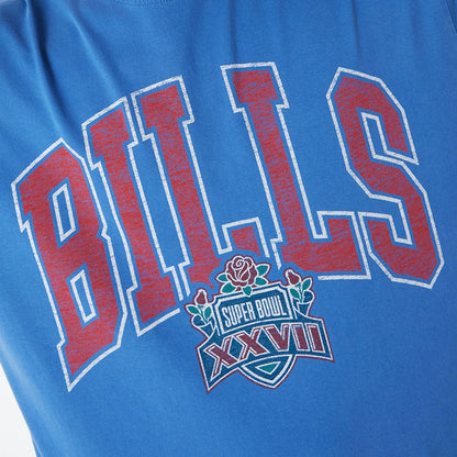 The Male model is wearing Buffalo Bills Oversized Essential Blue Oversized Long Sleeve T-Shirt 5