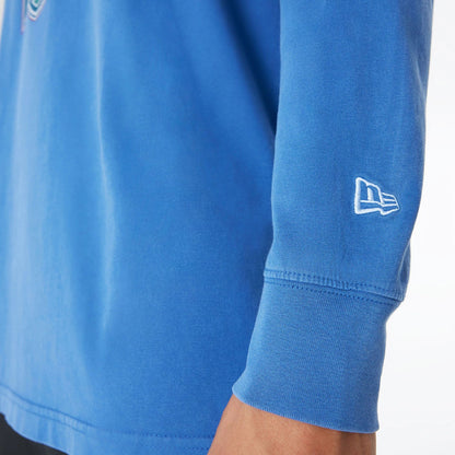 The Male model is wearing Buffalo Bills Oversized Essential Blue Oversized Long Sleeve T-Shirt 4