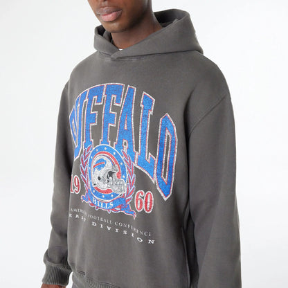 The Male model is wearing Buffalo Bills Oversized Essential Dark Grey Oversized Pullover Hoodie 5