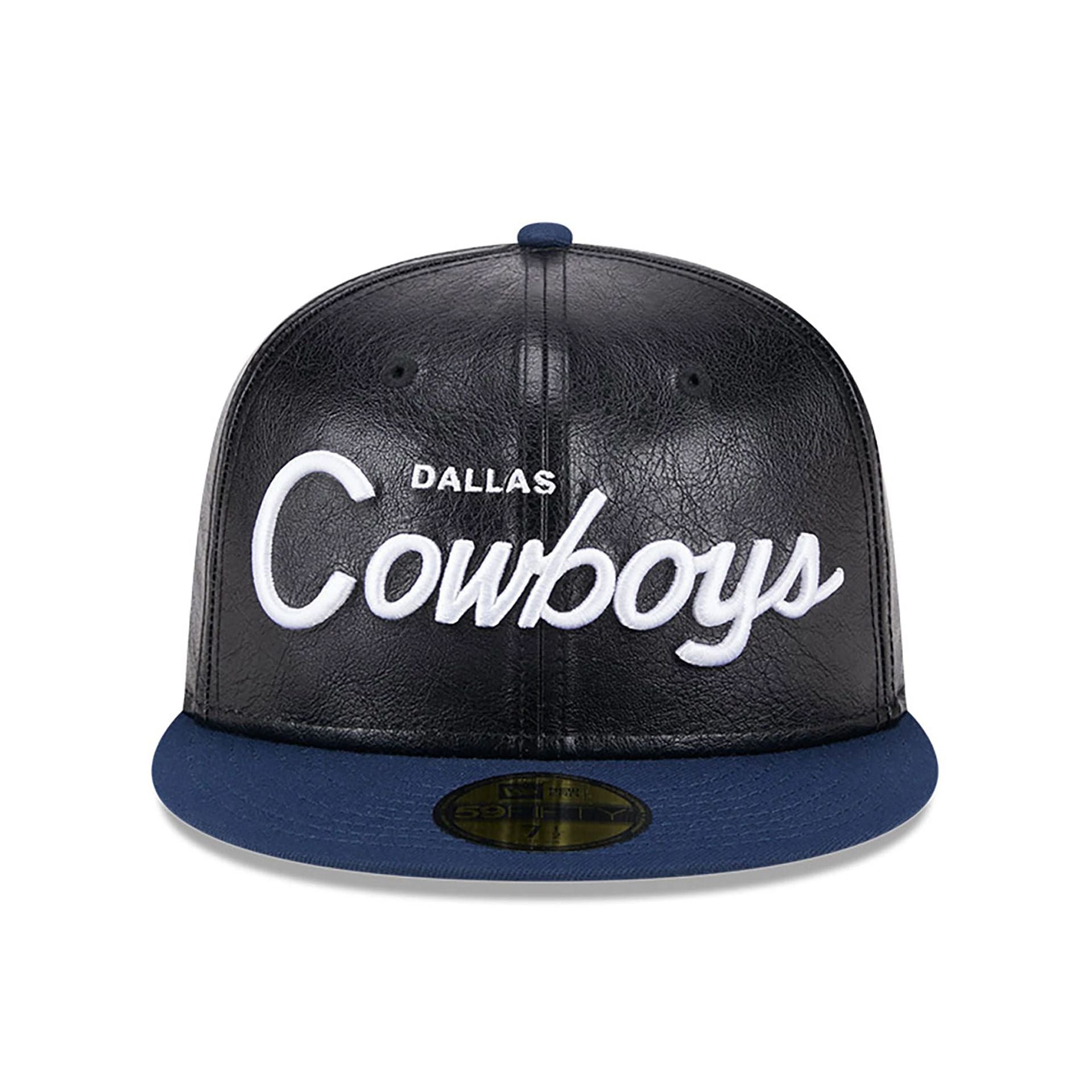 This is a Dallas Cowboys Faux Leather Crown Black 59FIFTY Fitted Cap 4