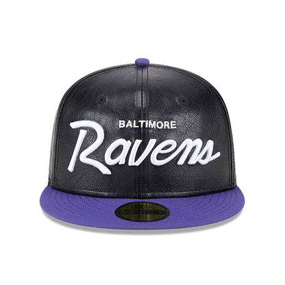 This is a Baltimore Ravens Faux Leather Crown Black 59FIFTY Fitted Cap 4