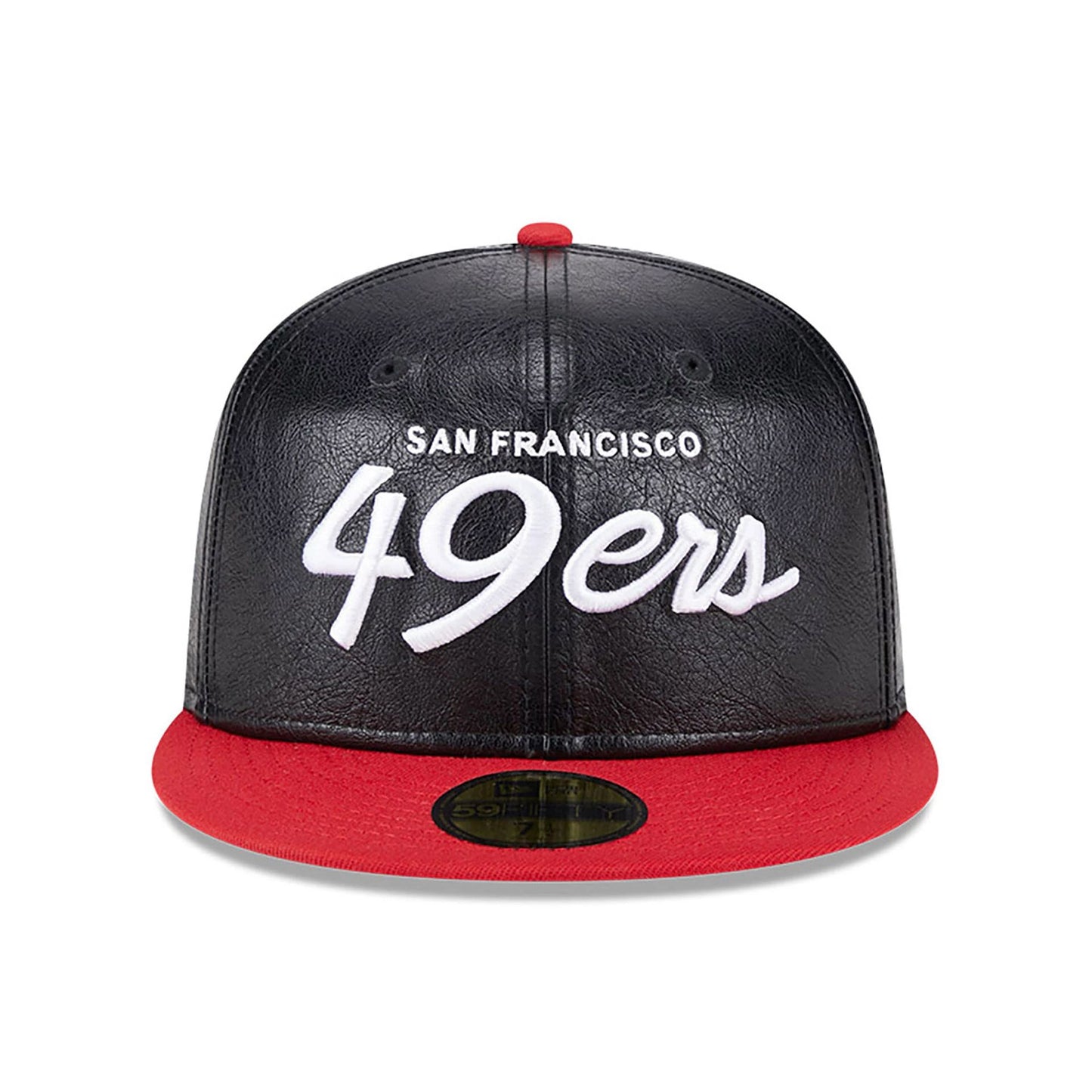 This is a San Francisco 49ers Faux Leather Crown Black 59FIFTY Fitted Cap 4