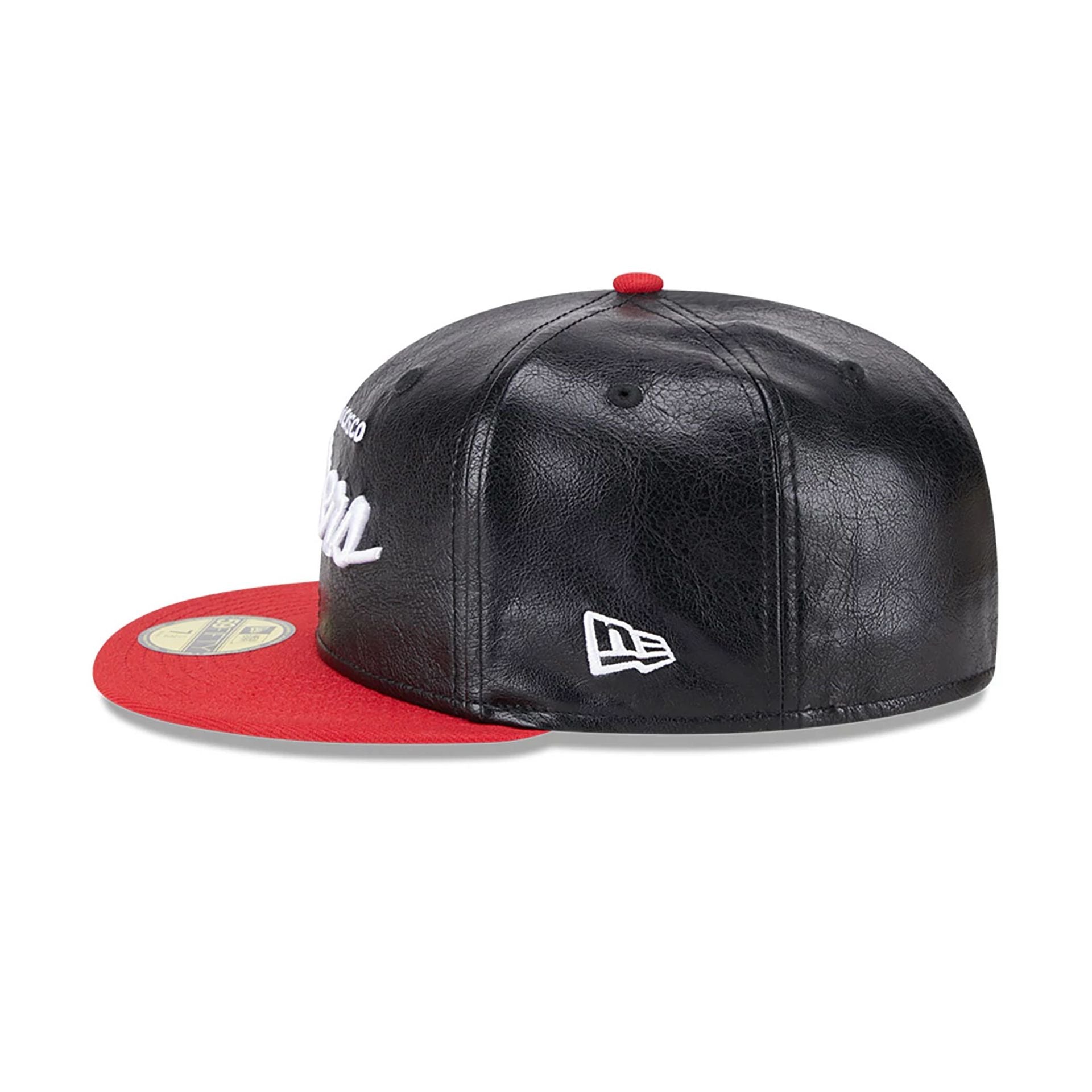 This is a San Francisco 49ers Faux Leather Crown Black 59FIFTY Fitted Cap 7