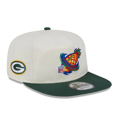 This is a Green Bay Packers Pro Bowl Patch White Golfer Cap 1