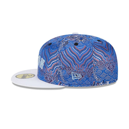 This is a Boston Red Sox Wave Fill All Over Print Blue 59FIFTY Fitted Cap 7