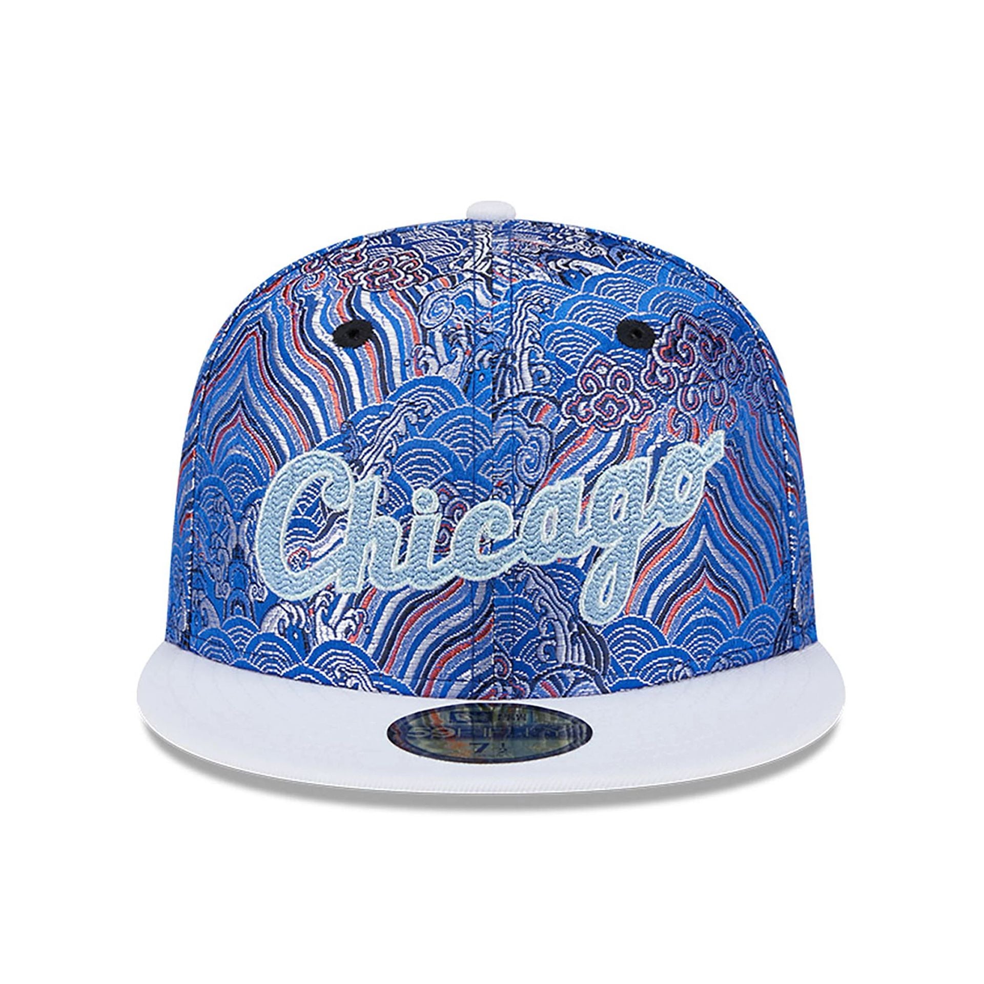 This is a Chicago White Sox Wave Fill All Over Print Blue 59FIFTY Fitted Cap 3