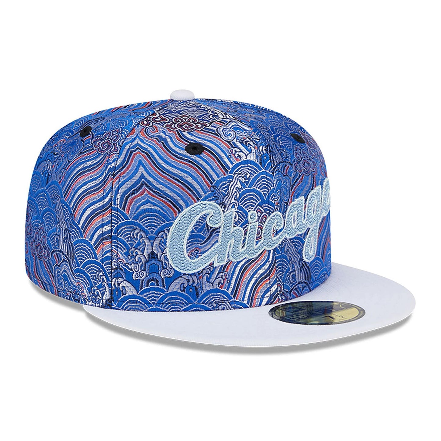 This is a Chicago White Sox Wave Fill All Over Print Blue 59FIFTY Fitted Cap 4