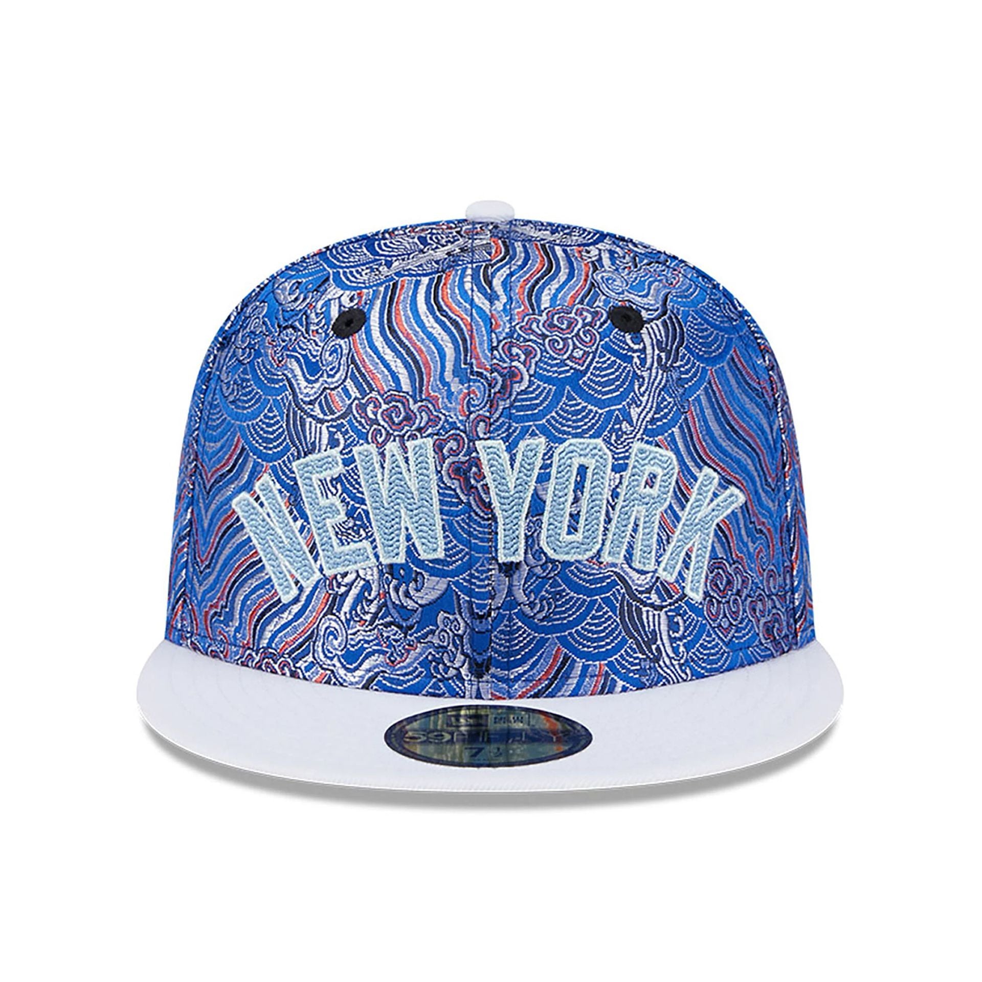 This is a New York Yankees Wave Fill All Over Print Blue 59FIFTY Fitted Cap 3