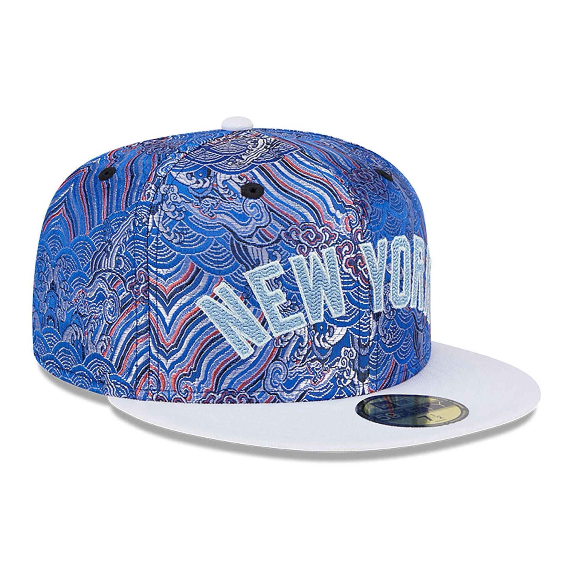 This is a New York Yankees Wave Fill All Over Print Blue 59FIFTY Fitted Cap 4