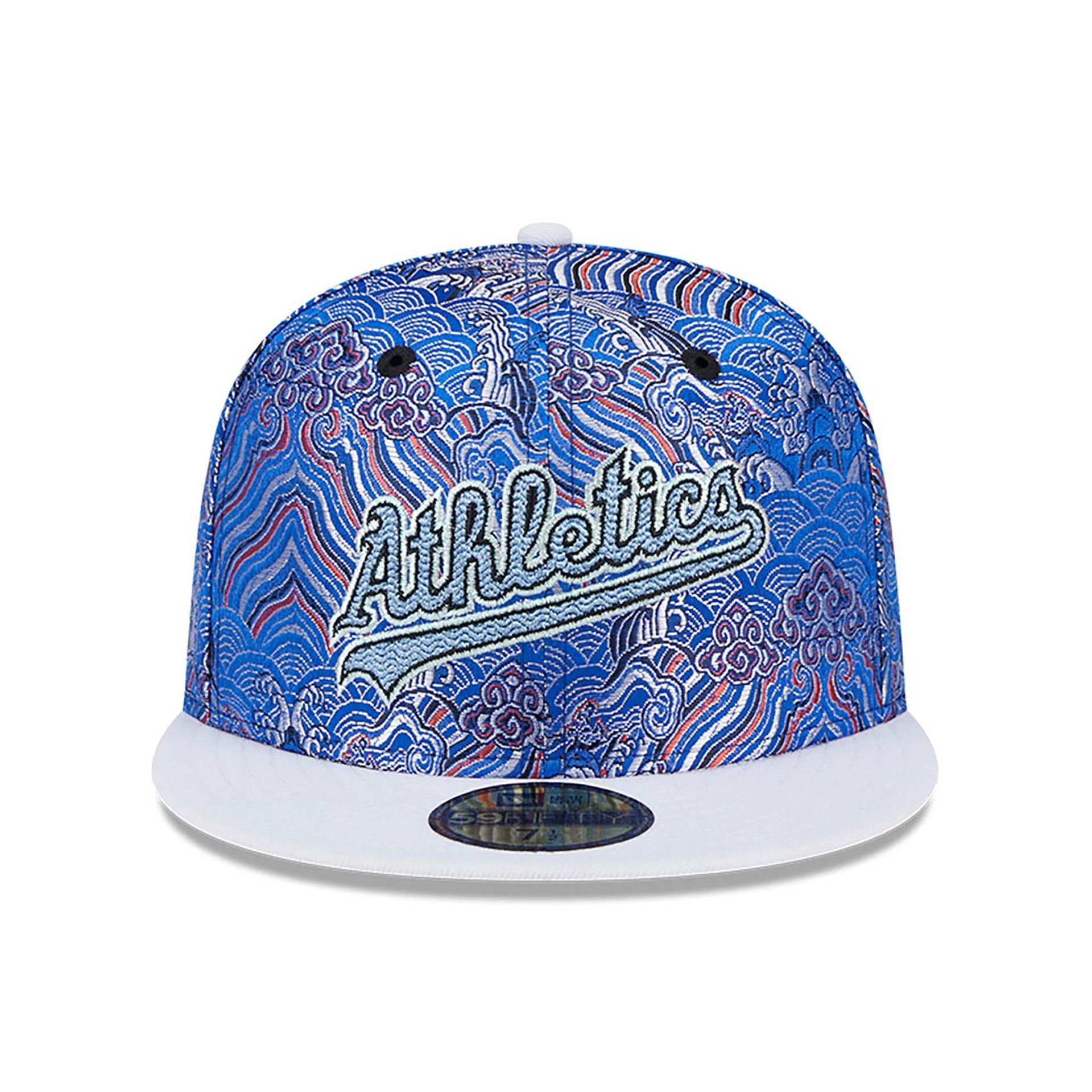 This is a Oakland Athletics Wave Fill All Over Print Blue 59FIFTY Fitted Cap 3