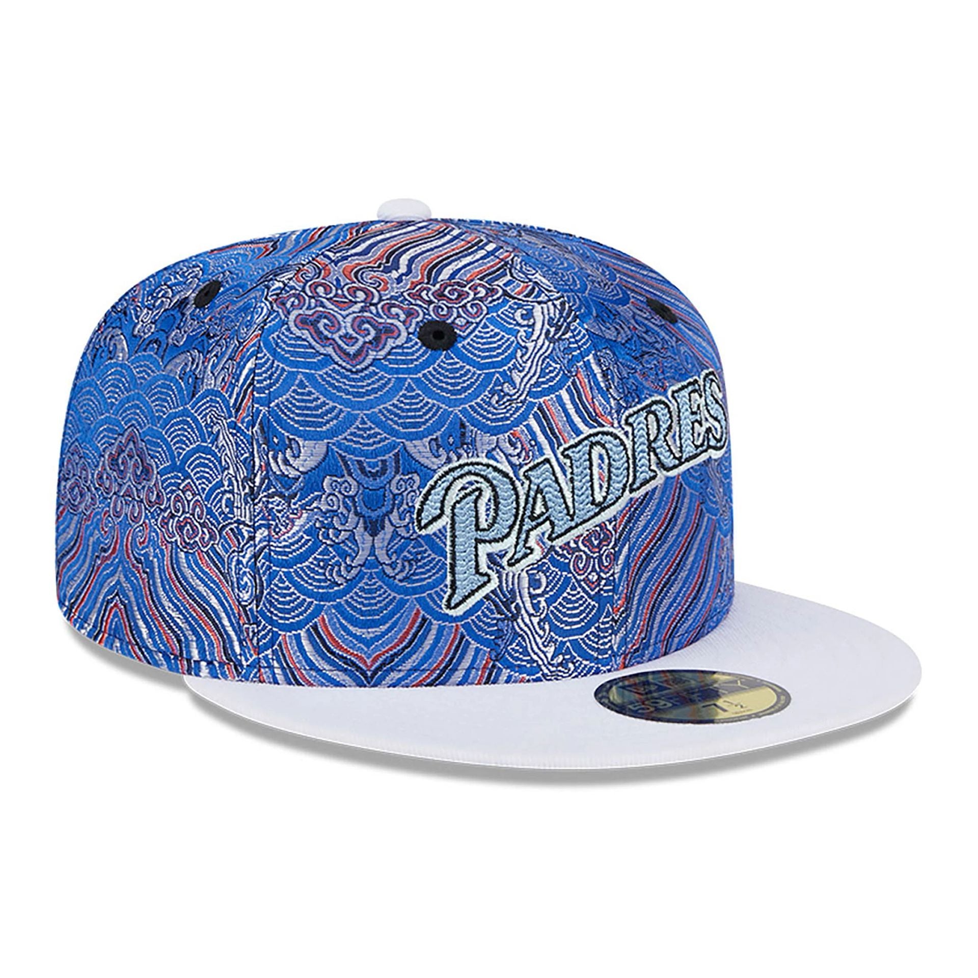 This is a San Diego Padres Wave Fill All Over Print Blue 59FIFTY Fitted Cap 4