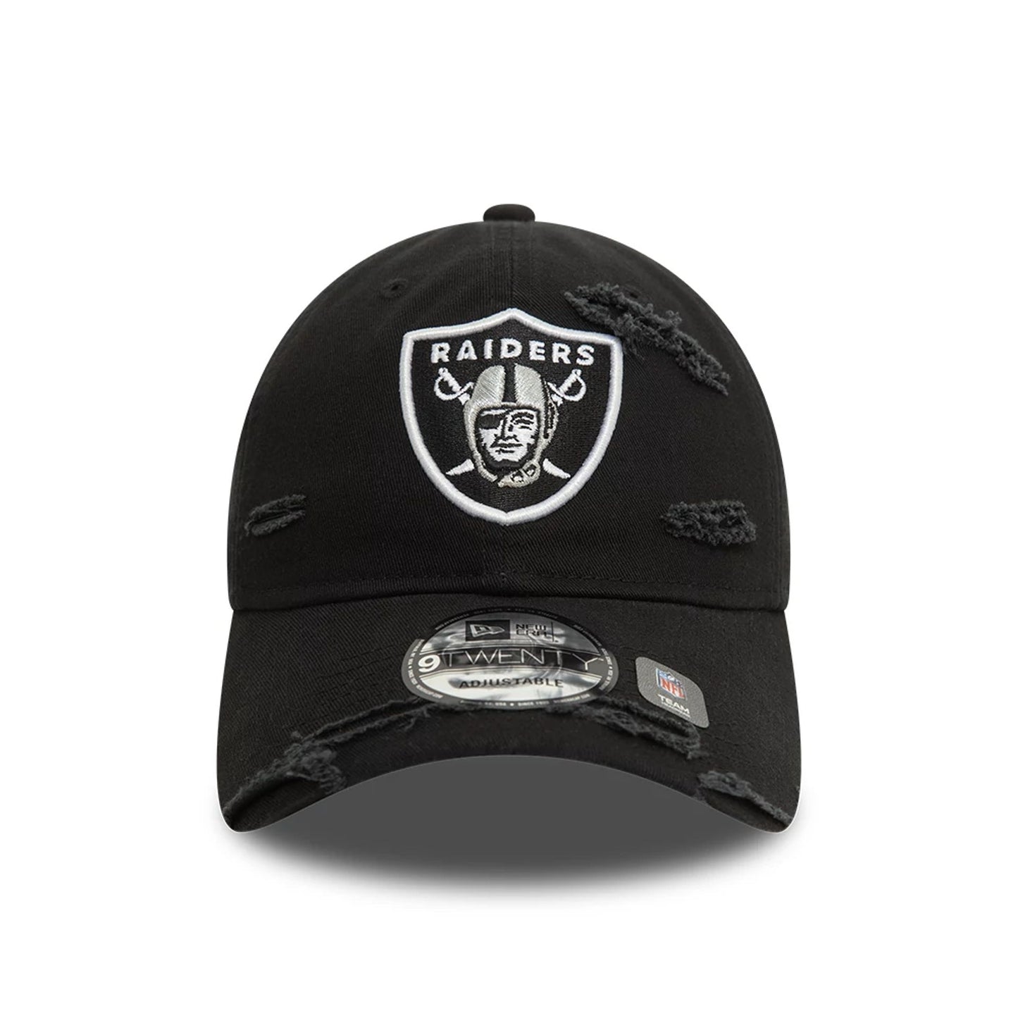 This is a Las Vegas Raiders NFL Distressed Black 9TWENTY Adjustable Cap 3