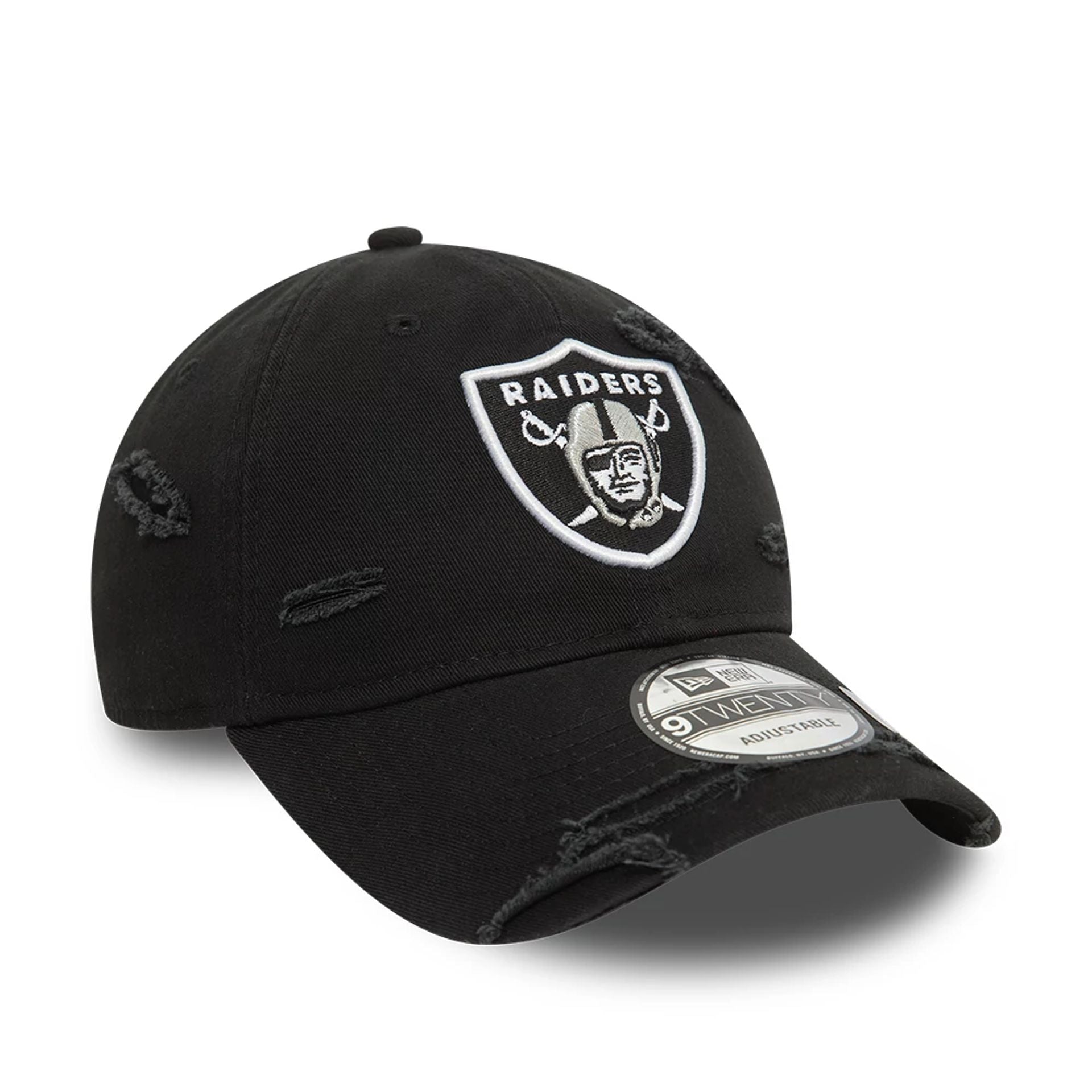 This is a Las Vegas Raiders NFL Distressed Black 9TWENTY Adjustable Cap 2