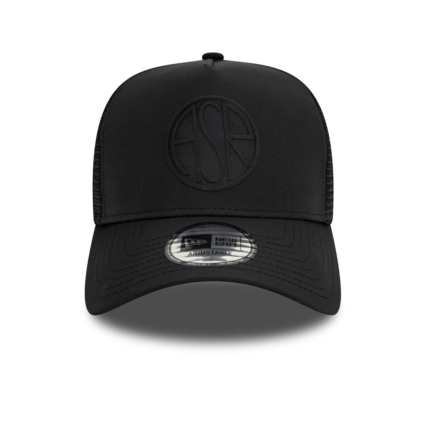 This is a AS Roma Featherweight Poly Black 9FORTY E-Frame Adjustable Trucker Cap 2